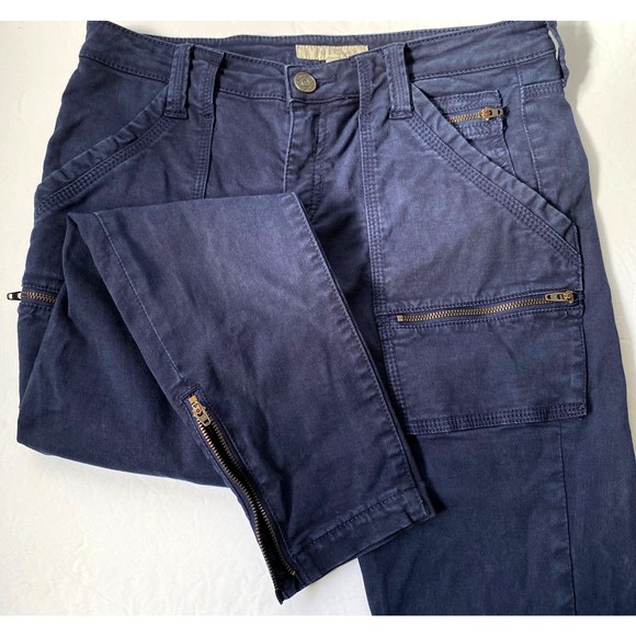 Joie Womens Park Skinny Pants 29 Navy Blue Utility Cargo Lyocell Blend Calf Zips - Picture 8 of 16